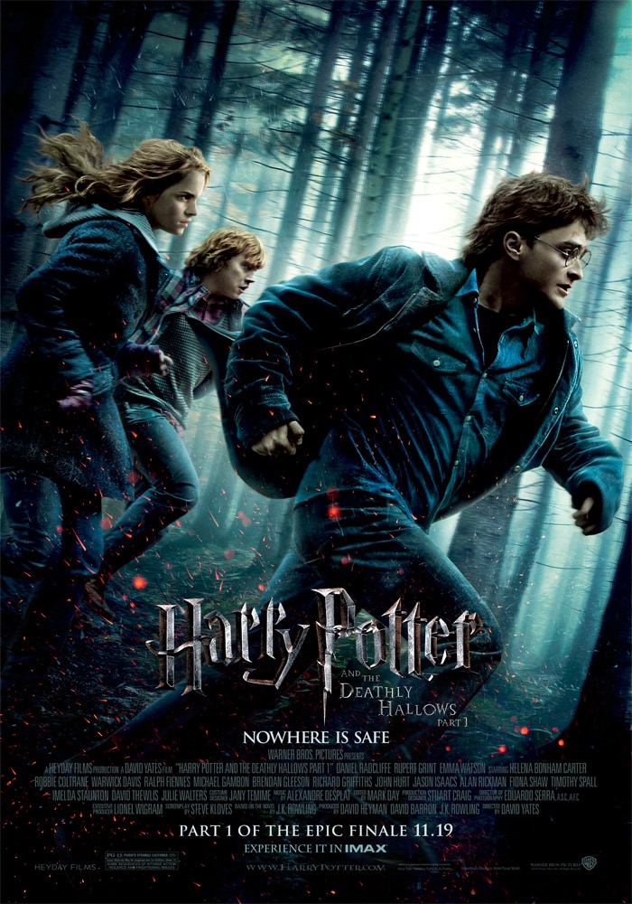 <b>Movies:</b><br><br/>

<b><i>Harry Potter and the Deathly Hallows--Part 1</b></i><br><br/>

The final film was split into two parts; the studio claimed it was to clearly define each moment in the book, to not leave anything out for the loyal fans, who accused the studio of trying to mint some extra money.<br><br/>

Whatever the real reason, it obviously worked. Nobody was left disappointed as the fast-paced story unraveled on screen. It was one of the shortest films in the series and had fans on tenterhooks throughout, breaking at one of the most heart-felt scenes.<br><br/>

The film became the second highest grossing film in the series at the point, gaining $955 million in its run, becoming the fast to reach the $900 million mark, as well.