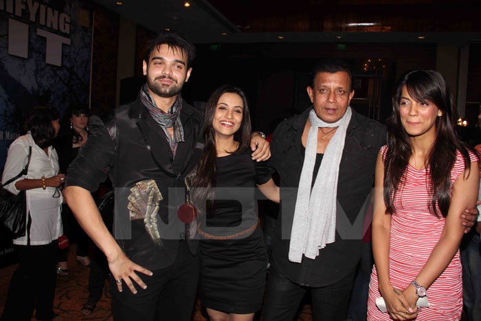 In the mood for celebration, Mahakshay, Tia, Mithun and Mugdha Godse pose for the cameras.