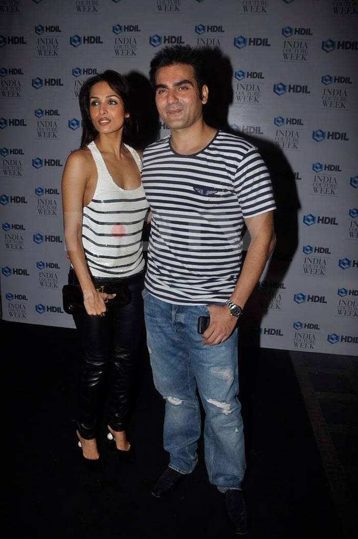 Malaika Arora Khan and Arbaaz Khan pose for the camera.