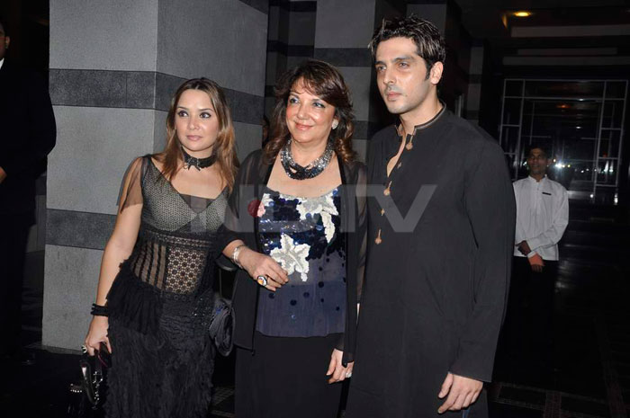 Zayed Khan walks in with his mother Zarine Khan and wife Mallaika.