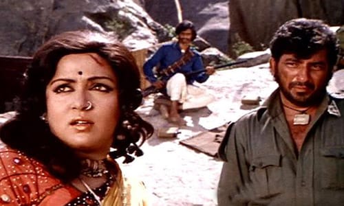 One of the most popular films in Hema Malini's career was   <I>Sholay</i> (1975). She played the spirited taangewali Basanti, with her ever-faithful   horse Dhanno.