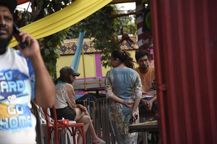 Khushi was spotted in a white t-shirt and shorts. She paired her look with a cap and sunnies.