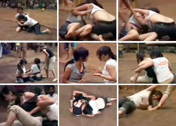 But despite having no mud, there was another catfight on MTV that got all down and dirty. On MTV Roadies 6.0 last year, the contestants were asked to wrestle in a traditional wrestling ring (akhara) for their immunity task. There would be two bouts, one for girls and the other for the guys. To eliminate an opponent, one would have to push them out of the ring, and the last man (or woman) standing would be the winner. While Suzanna chased Paulomi out of the ring, the fight between Tamanna and Natasha turned ugly. In the ensuing melee, both girls nearly tore each other's clothes off. That didn't make a fair fight, bit it certainly made great television.