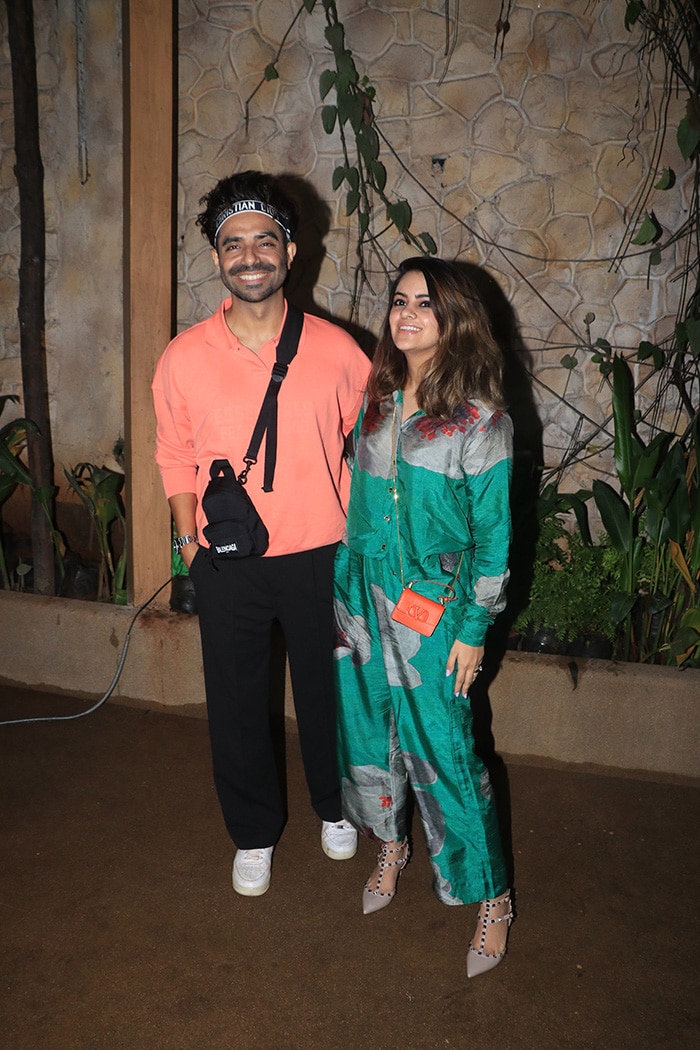 Aparshakti Khurana attended the party with his wife Aakriti Ahuja.