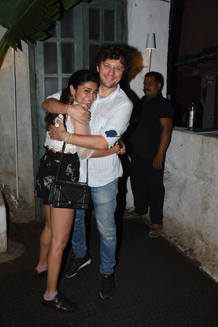 Actress Shriya Saran and her husband Andrei Koscheev were also pictured at Pali Village Cafe with their friends on Monday.