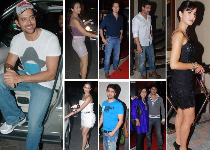 Bollywood heartthrobs Hrithik Roshan and Katrina Kaif had a very eventful weekend. Hrithik was spotted at Zayed Khan's marriage anniversary bash and Katrina made an appearance at director Kabir Khan's birthday party. Malaika Arora Khan, Farah Khan, Dino Morea, John Abraham and others were also there. Here's a look...