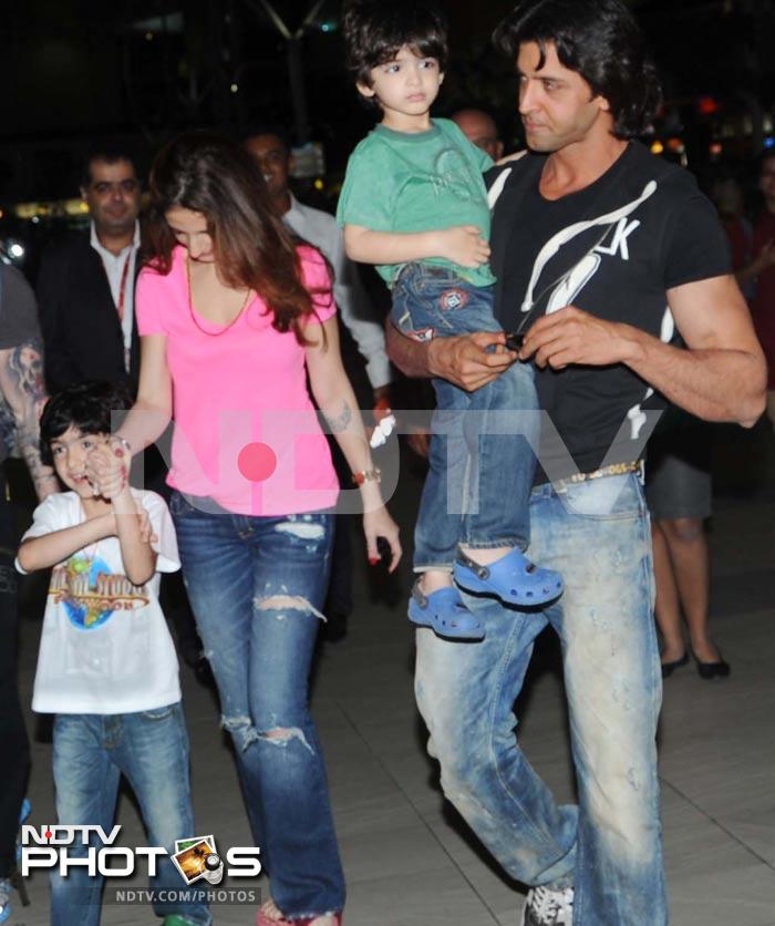 A grand welcome from wife, sons for Hrithik