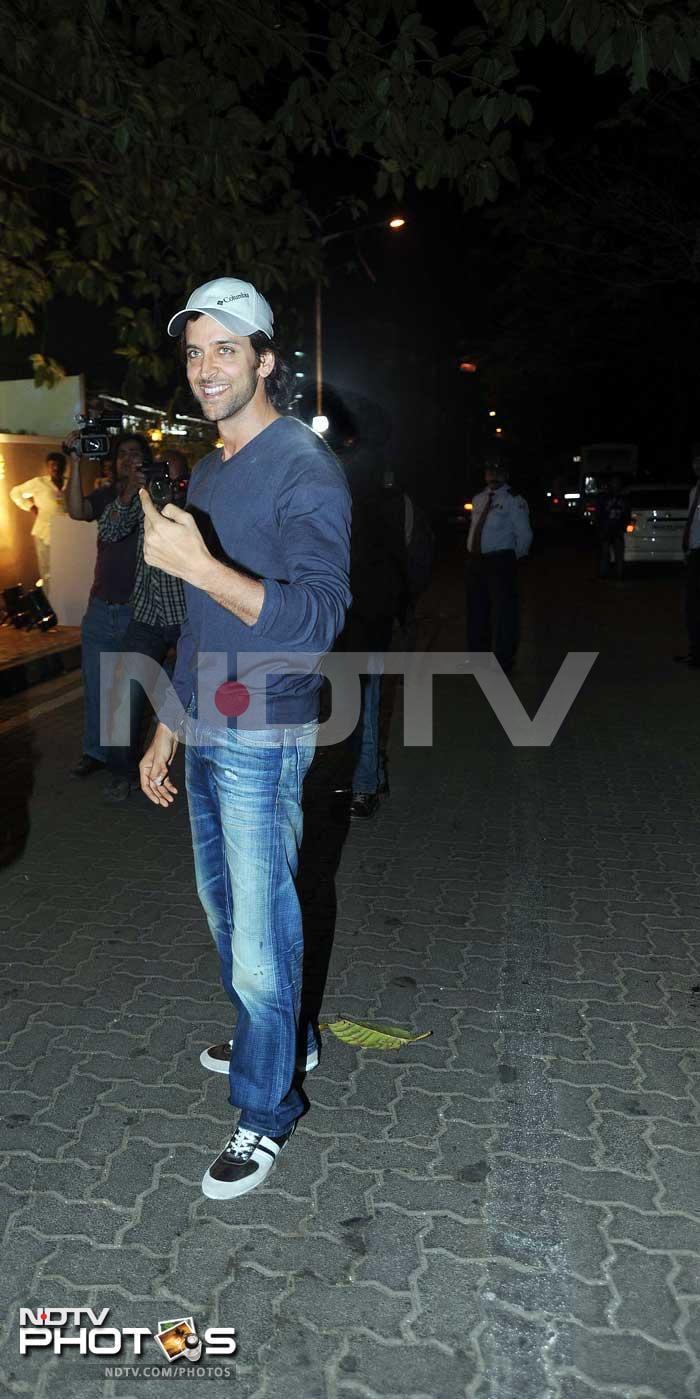 Hrithik looks happy to celebrate.