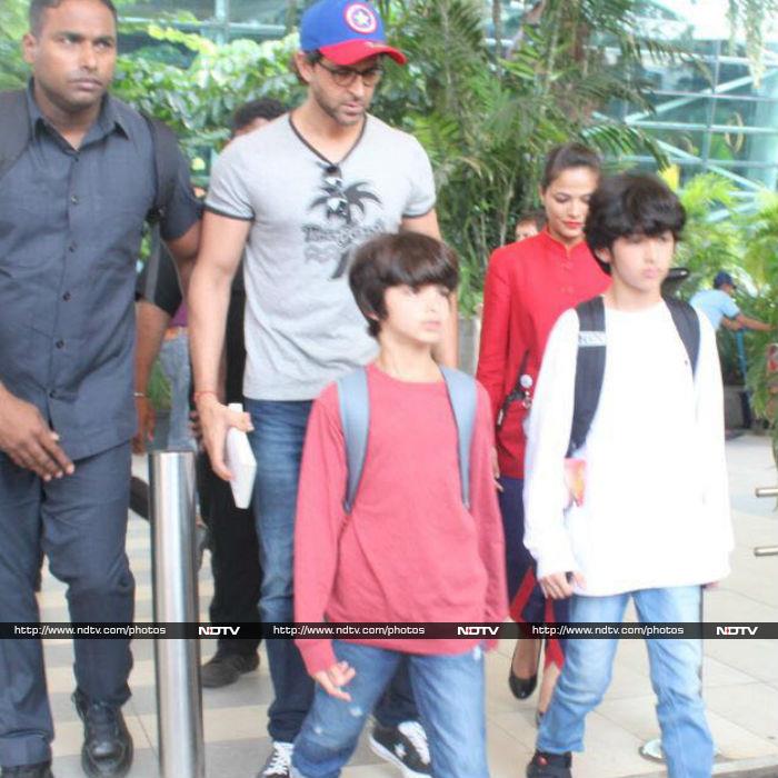 Hrithik, Sussanne And Kids Touch Down In Mumbai