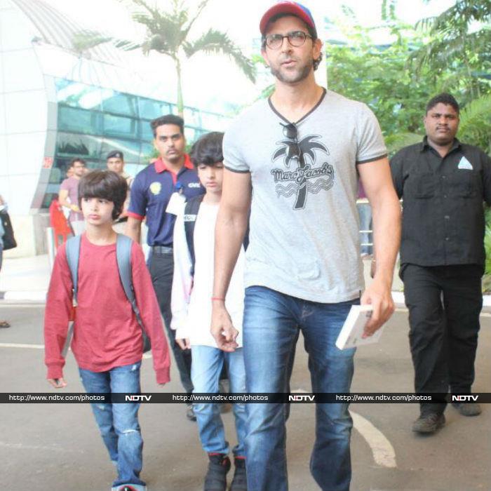 Hrithik, Sussanne And Kids Touch Down In Mumbai