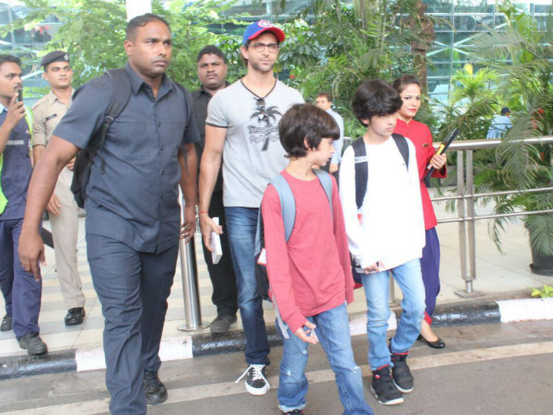 Hrithik, Sussanne And Kids Touch Down In Mumbai
