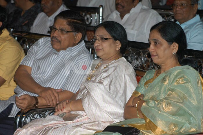 Movie's producer Allu Aravind looks on.