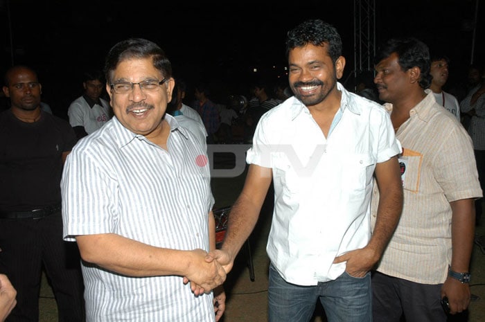 Film's producer Allu Aravind and director Sukumar meet and greet.