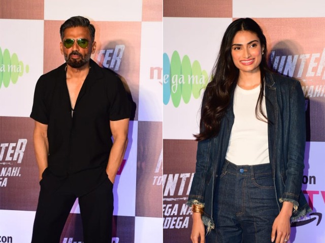 <i>Hunter</i> Screening: Athiya-Ahan Shetty Cheer For Dad Suniel Shetty