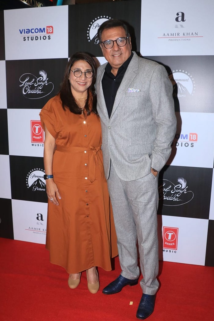 Boman Irani posed with his wife Zenobia Irani at the premiere.