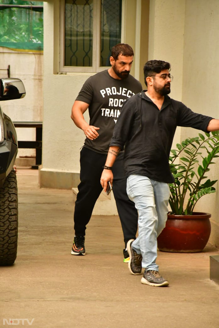 John Abraham was captured at a dubbing studio. (Image Courtesy: Varinder Chawla)