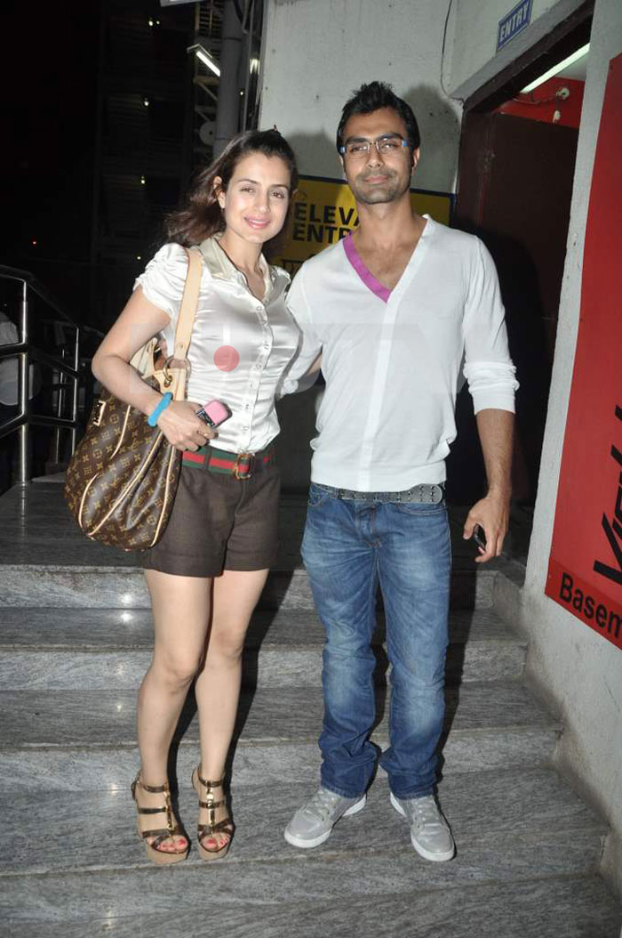 Ameesha Patel walked in with her actor brother Ashmit Patel.