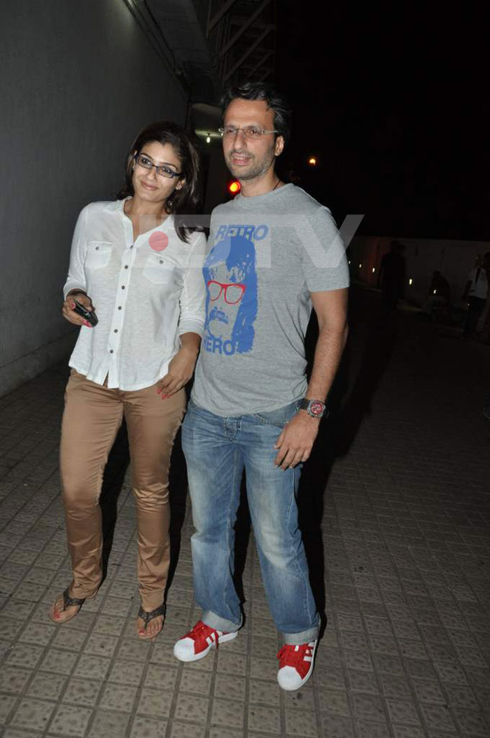 Actress Raveena Tondon arrives with husband Anil Thadani.