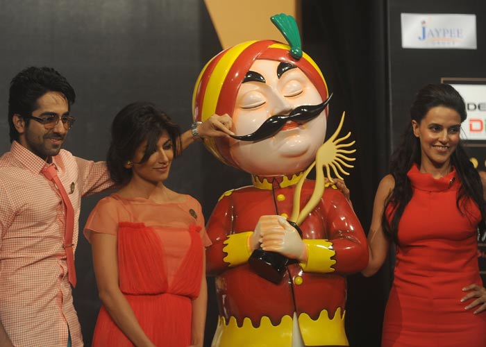 Neha Dhupia, Chitrangda Singh and Ayushmann Khurrana unveiled the Air India maharaja at the opening ceremony for IIFA 2012 in Singapore today. Air India is the official airline partner of the 13th IIFA Weekend.