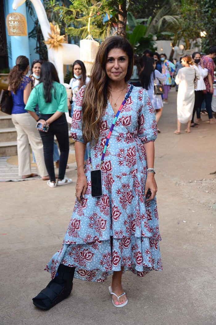 Anaita Shroff wore a blue dress for her day out.