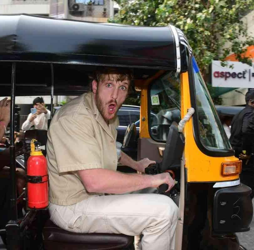 Logan Paul was spotted riding an auto rickshaw on the streets of Bandra (Image Courtesy: Varinder Chawla)