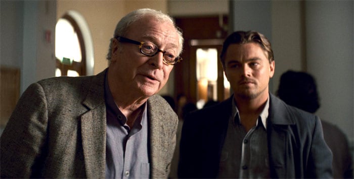 (L-R) Michael Caine as Miles and Leonardo DiCaprio as Cobb in Warner Bros. Pictures' and Legendary Pictures' sci-fi action film <i>Inception</i>, a Warner Bros. Pictures release. (Photo courtesy: Warner Bros. Pictures)