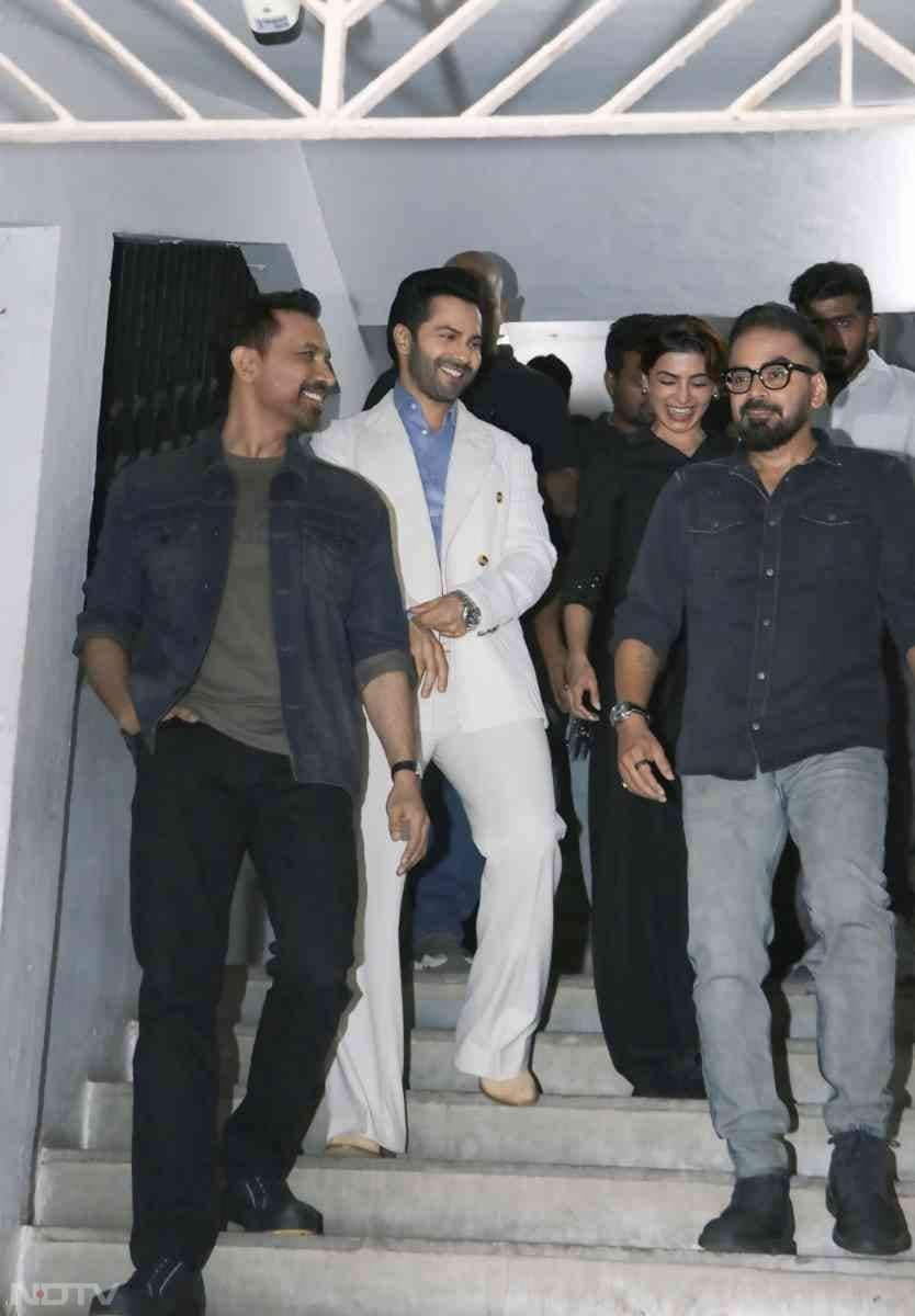 Varun Dhawan, Samantha Ruth Prabhu, Raj and DK were captured sharing a laugh (Image Courtesy: Varinder Chawla)