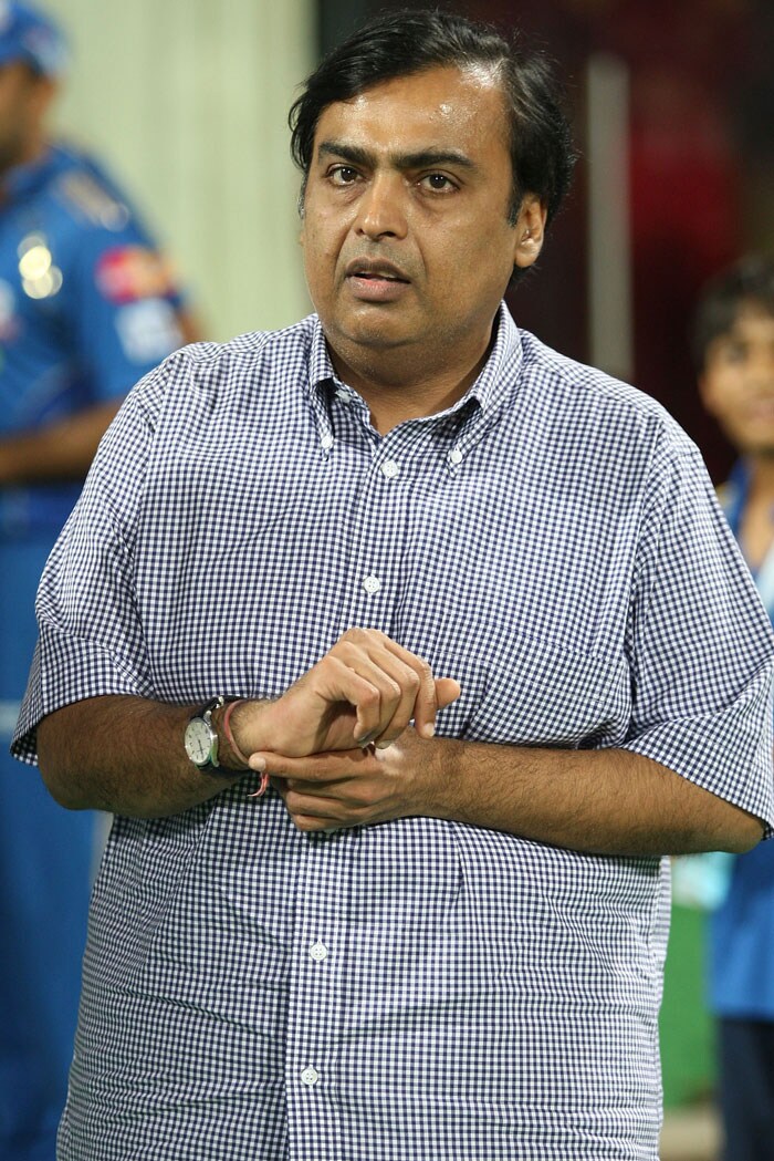 Mukesh Ambani, owner of the Mumbai Indians, looks on during the 2010 DLF Indian Premier League T20 semi final match between Mumbai Indians and Royal Challengers Bangalore played at DY Patil Stadium on April 21, 2010 in Navi Mumbai, India. (Photo: IPL2010/Getty Images)