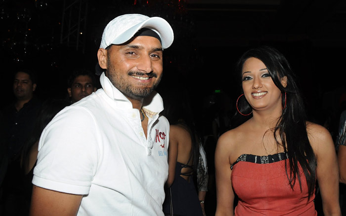 Harbhajan Singh with actress and model Vrinda Parekh at the IPL Nights after party following the 2010 DLF Indian Premier League T20 group stage match between the Mumbai Indians and the Rajasthan Royals at the Oberoi Trident on March 13, 2010 in Mumbai. (Photo by Yogen Shah-IPL 2010/IPL via Getty Images)