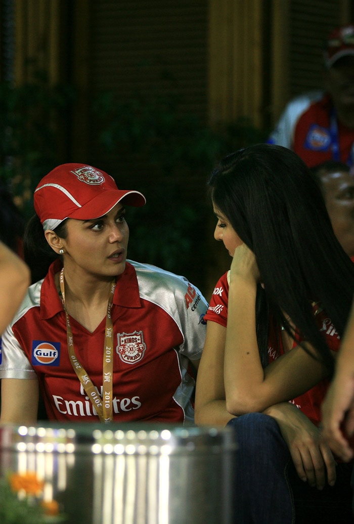 Actress Katrina Kaif (R) during the 2010 DLF Indian Premier League T20 group stage match between Kings XI Punjab and Royal Challengers Bangalore played at Sardar Patel Gujarat Stadium on April 2, 2010 in Mohali, India. (Photo: Getty Images)