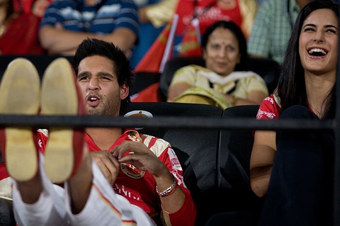 Siddharth Mallya and Kathrina Kaif look on during the 2010 DLF Indian Premier League T20 group stage match between Deccan Chargers and Royal Challengers Bangalore played at the VCA Stadium on April 12, 2010 in Nagpur, India. (Photo: IPL2010/Getty Images)