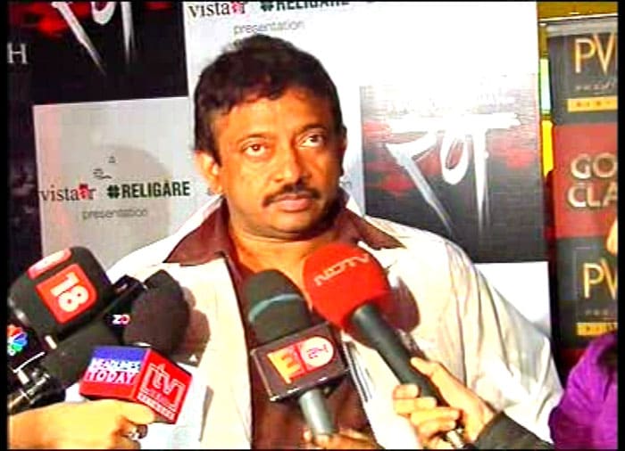 Director Ram Gopal Varma speaks to the media at the premiere of <i>Rann</i>. (Photo: NDTV)