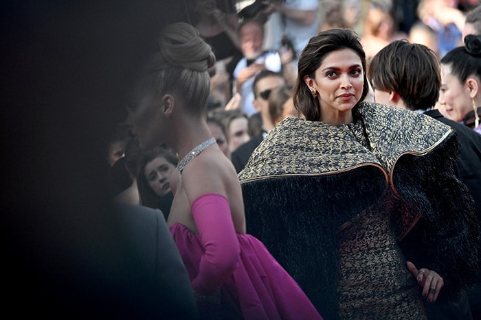 Jury member Deepika Padukone was pictured at the Cannes red carpet in a black and gold outfit.