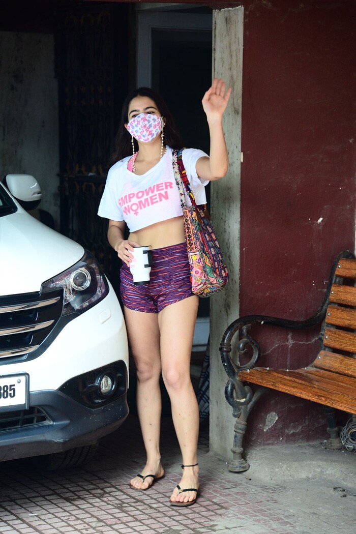 Sara Ali Khan is a Pilates girl forever. She was pictured checking out of her Pilates studio on Monday.