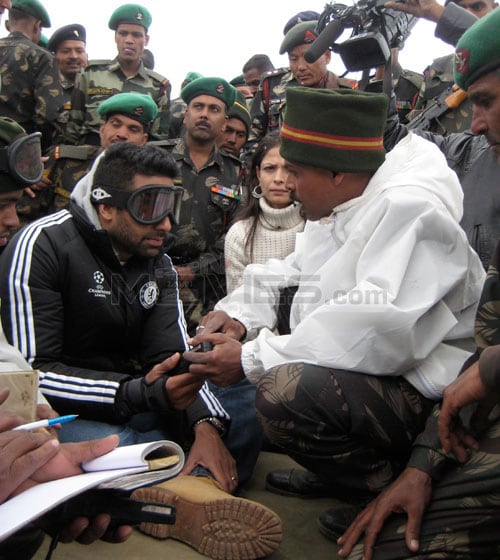 Abhishek was very involved in the proceedings of the day, as he spoke to the members of the army, discussing their work.