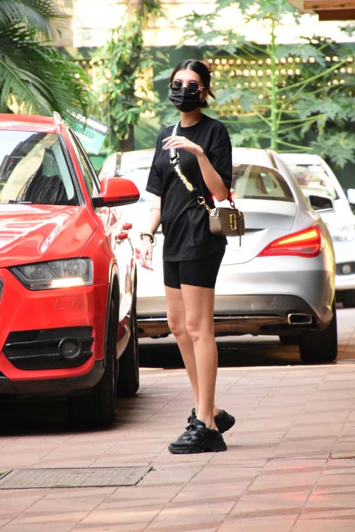 Tara Sutaria chose a black outfit for her day out.