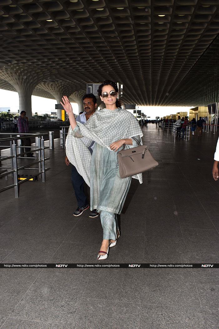 Kangana was pristine in a <I>salwar kameez</i> from Good Earth Sustain's spring collection.