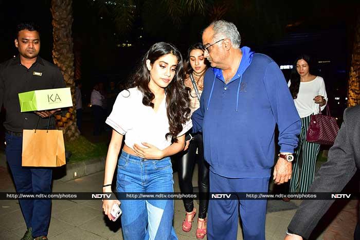 On Tuesday evening, Janhvi made a stunning appearance at the Vogue Beauty Awards in Mumbai but she did also slice out time for a family dinner with sisters Khushi and Anshula, and dad Boney Kapoor at a Bandra eatery.