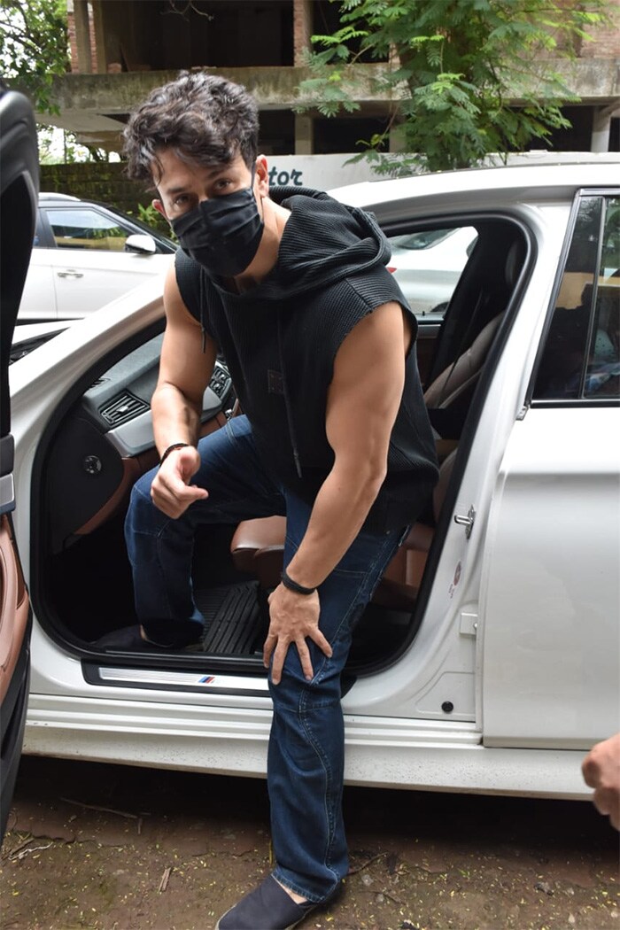 Tiger Shroff was pictured outside a dubbing studio in the city.