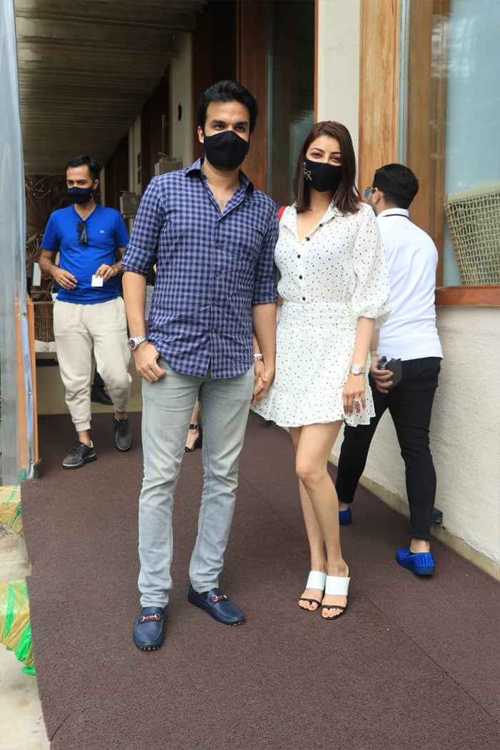 Actress Kajal Aggarwal and her husband Gautam Kitchlu were also spotted at the Bastian restaurant in Worli.