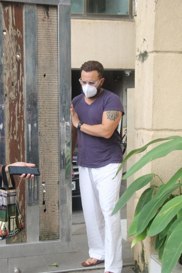 Actor Saif Ali Khan was spotted outside his house in Bandra.