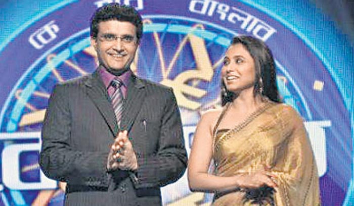 Rani with Sourav Ganguly on Bengali KBC