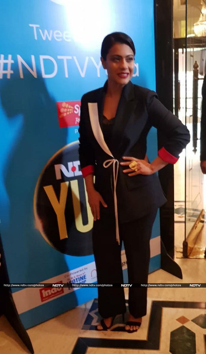 Kajol looked chic in pantsuit.