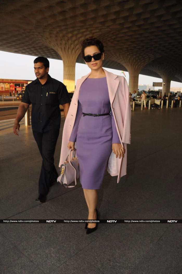 Kangana Ranaut was photographed navigating the Mumbai airport on Monday.