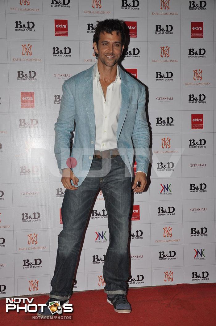 Hrithik Roshan looked cool in blue and white. <br><br>Photo Credit: Santosh Nagwekar