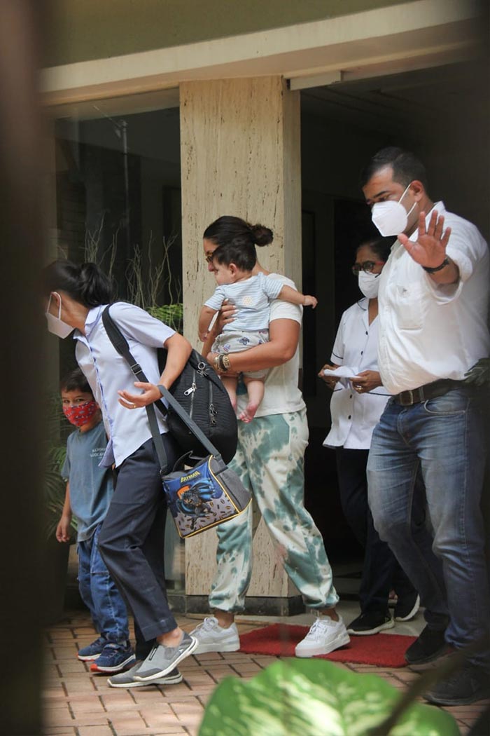 Kareena Kapoor stepped out with her boys - sons Taimur and baby Jeh - on Saturday.
