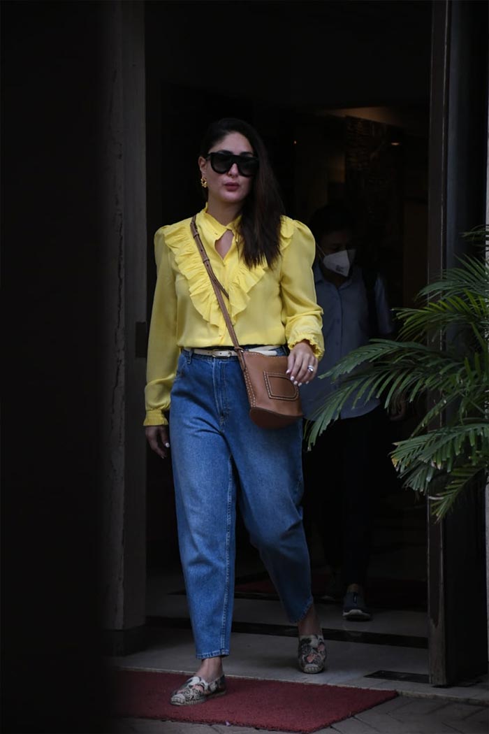 Kareena Kapoor picked a yellow top and denims for her day out.