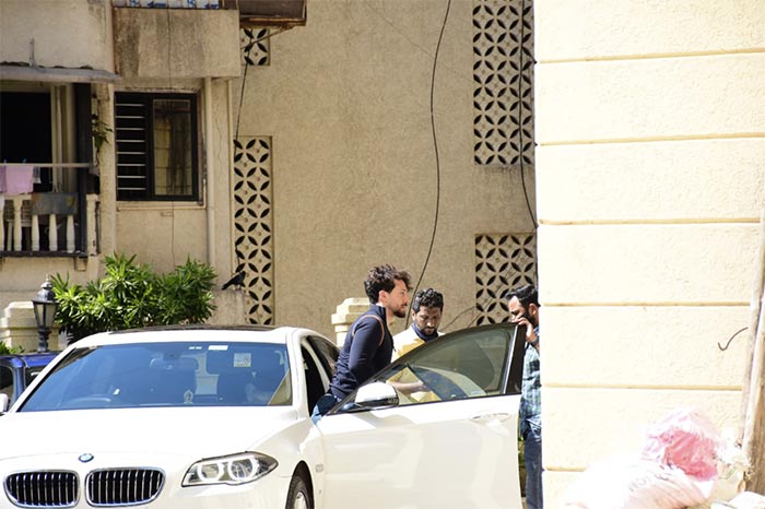 Tiger Shroff was clicked getting down from his car