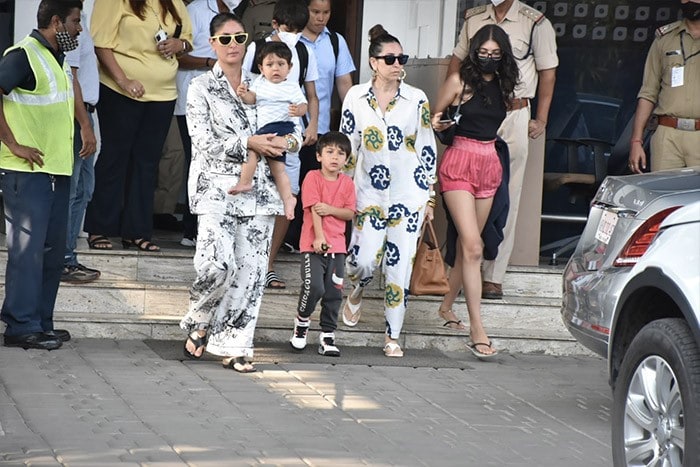 Karisma Kapoor's kids Samaira and Kiaan Raj were also clicked at the airport