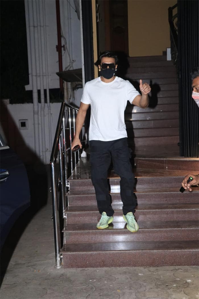 Ranveer Singh stepped out in the city for a family dinner.